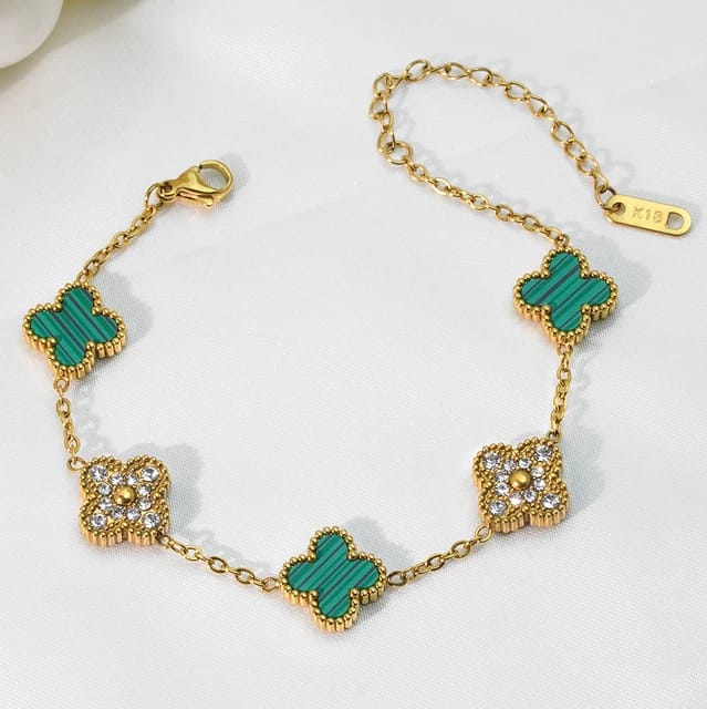 Klaver Armband Met Steentjes - Intero Sieraden