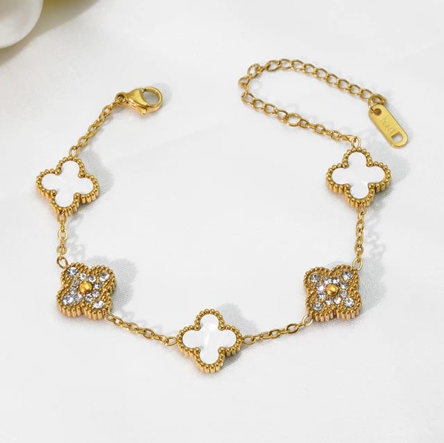 Klaver Armband Met Steentjes - Intero Sieraden