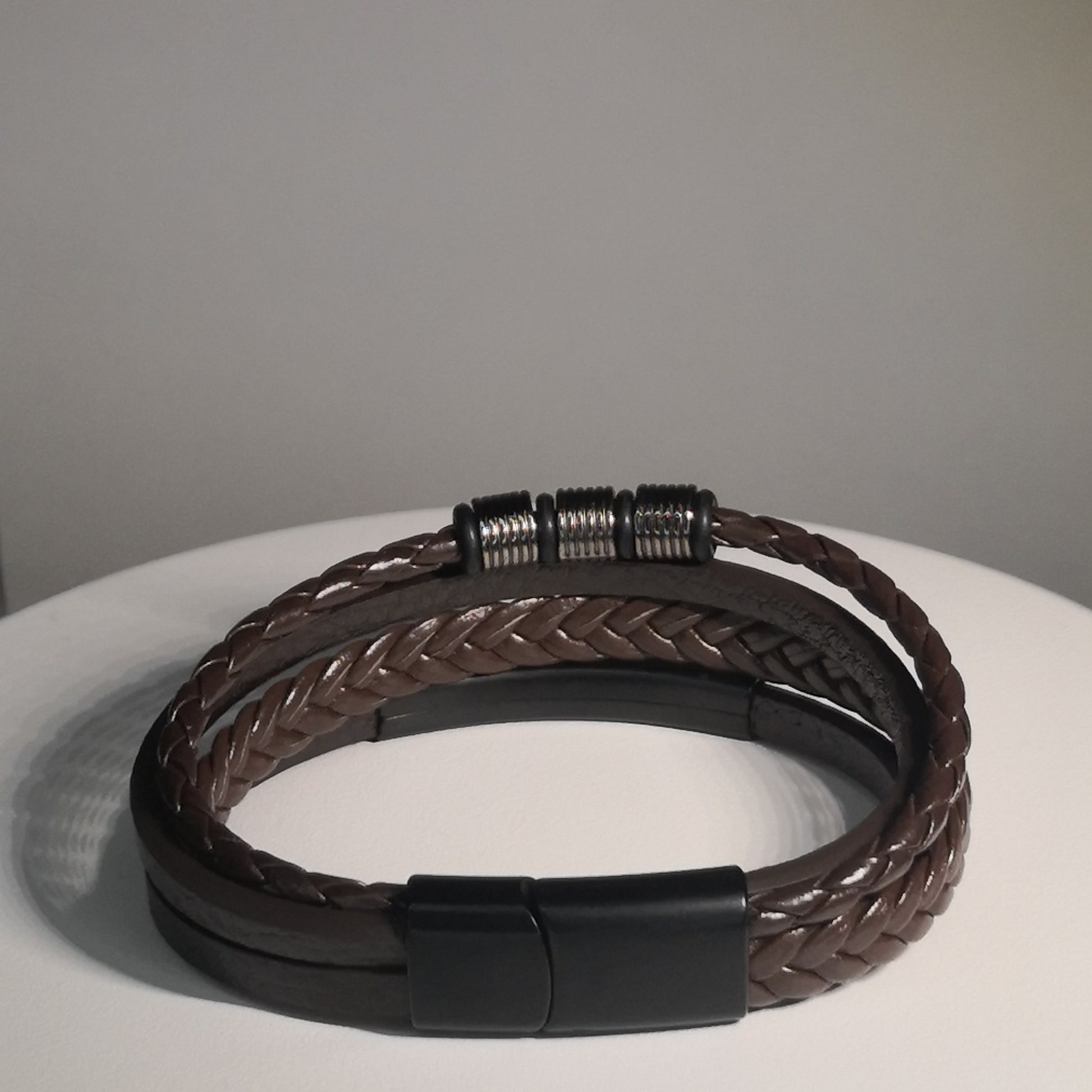 Bruine Gevlochten Lederen Armband 4BS - Intero Sieraden