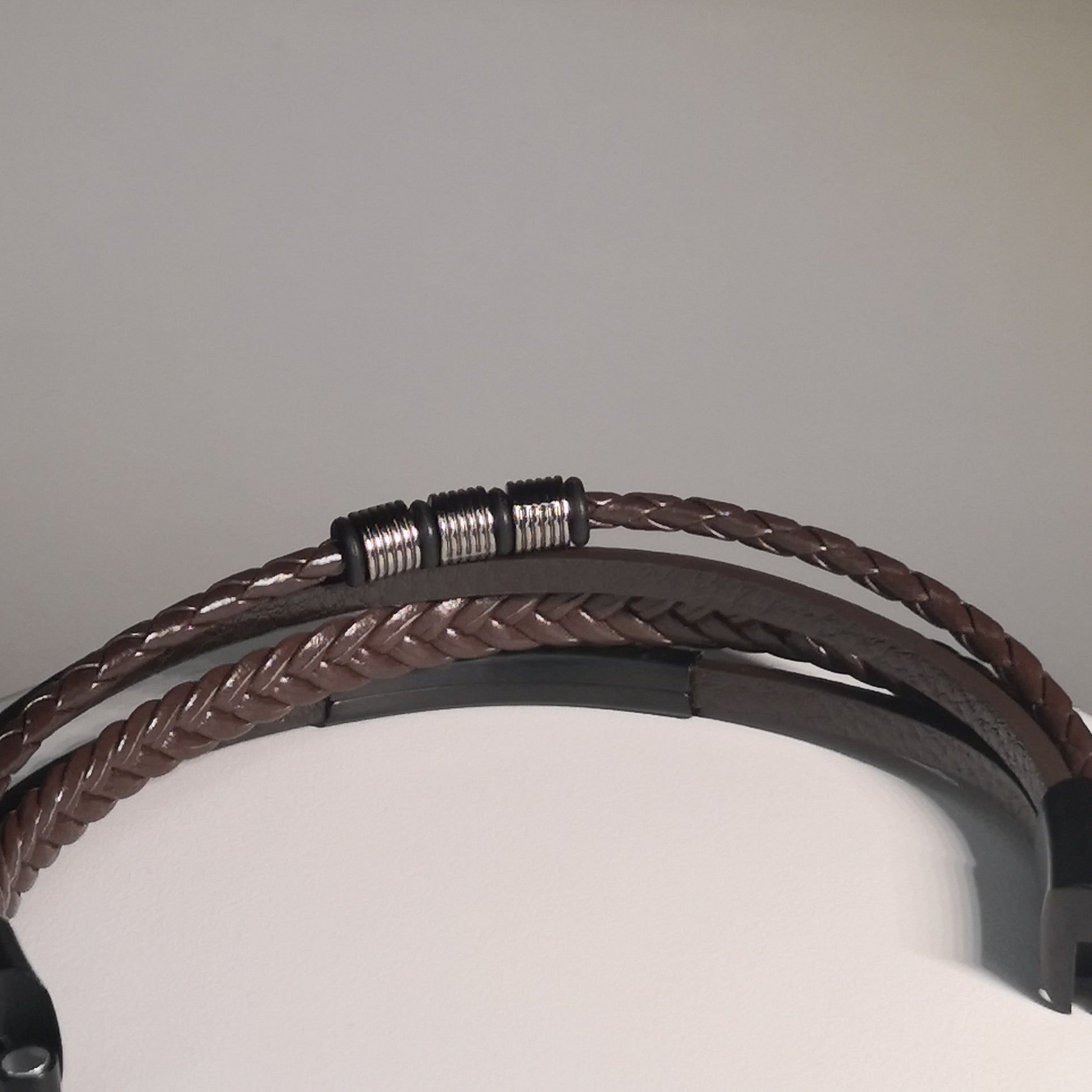 Bruine Gevlochten Lederen Armband 4BS - Intero Sieraden