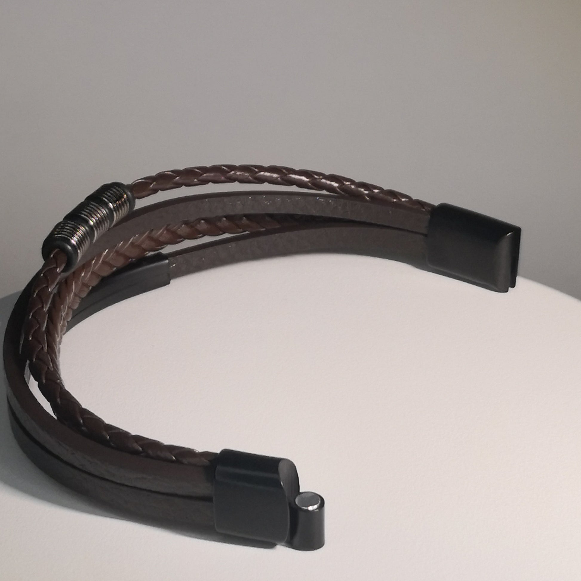 Bruine Gevlochten Lederen Armband 4BS - Intero Sieraden