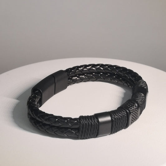 Zwarte Gevlochten Armband met Magnetische Sluiting - Intero Sieraden