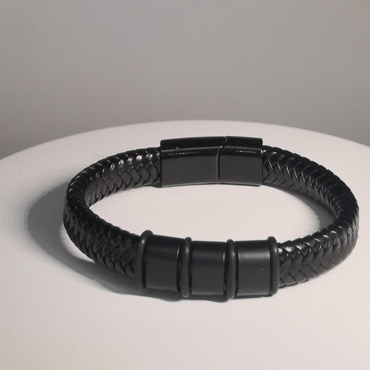 Zwarte Gevlochten Armband met Magnetische Sluiting - Z3 - Intero Sieraden