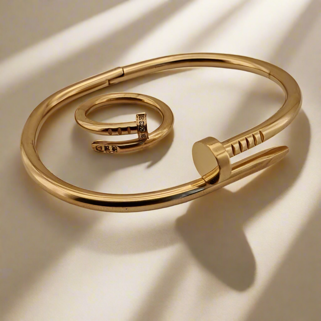 Spijker Armband en Spijker Ring set