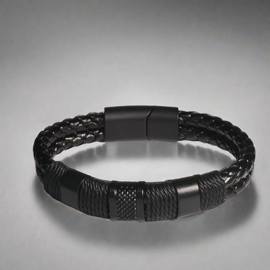 Zwarte Gevlochten Armband met Magnetische Sluiting - Intero Sieraden
