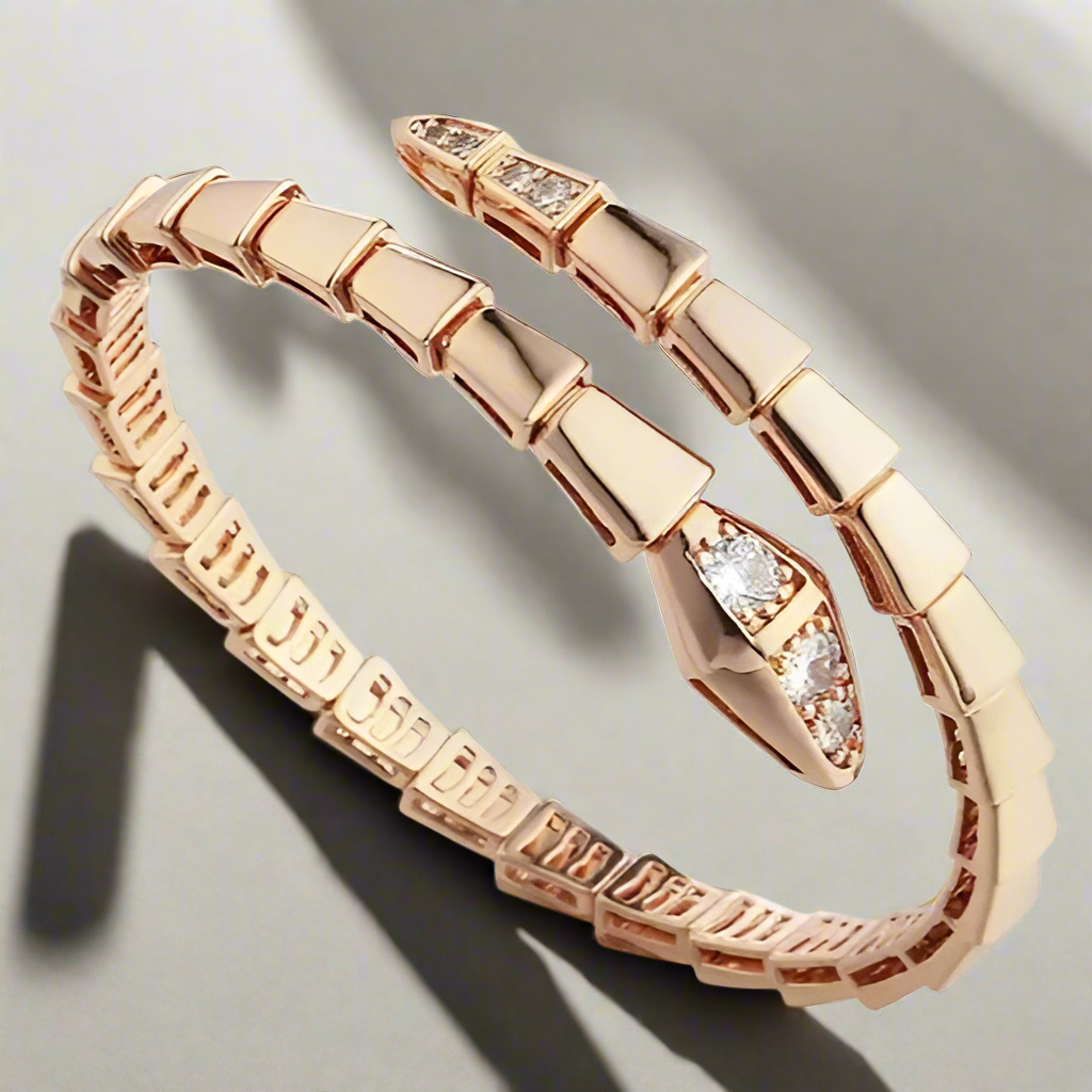 Goudkleurige Slangen Armband & Ring Set – Roestvrij Staal