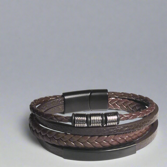 Bruine Gevlochten Lederen Armband 4BS - Intero Sieraden
