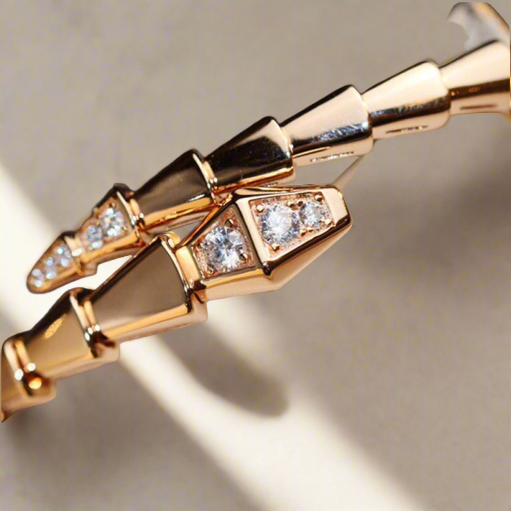 Goudkleurige Slangen Armband & Ring Set – Roestvrij Staal