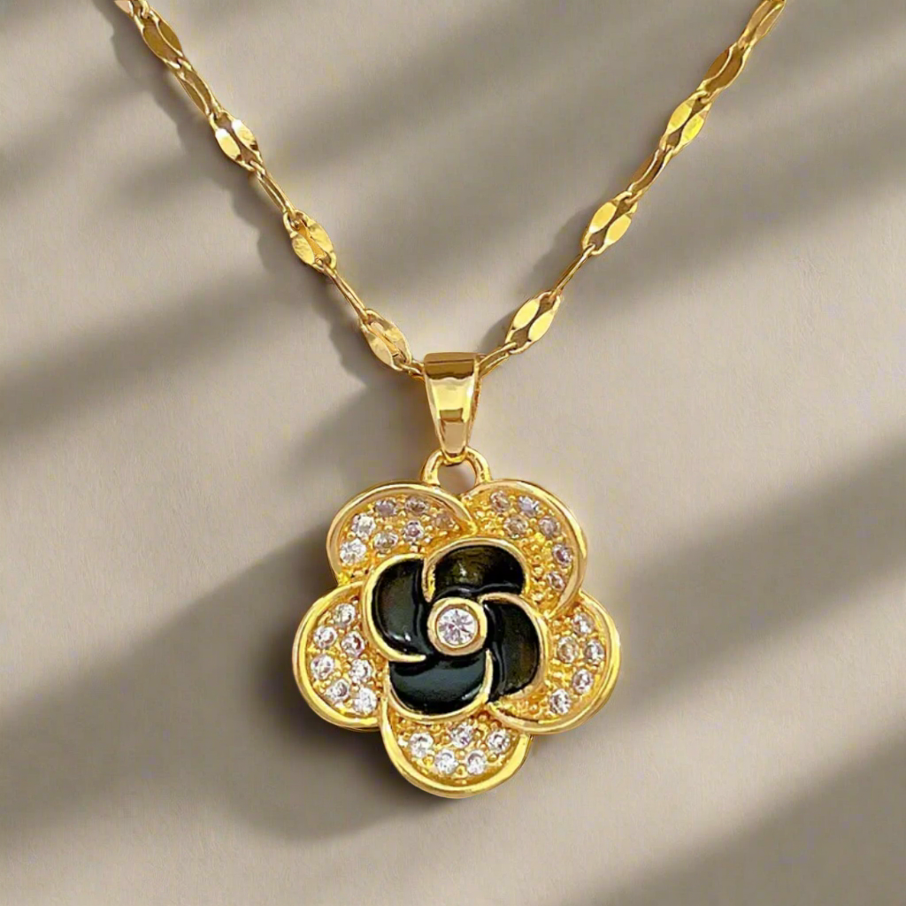 Zwart-Gouden Bloemenset - Intero Sieraden