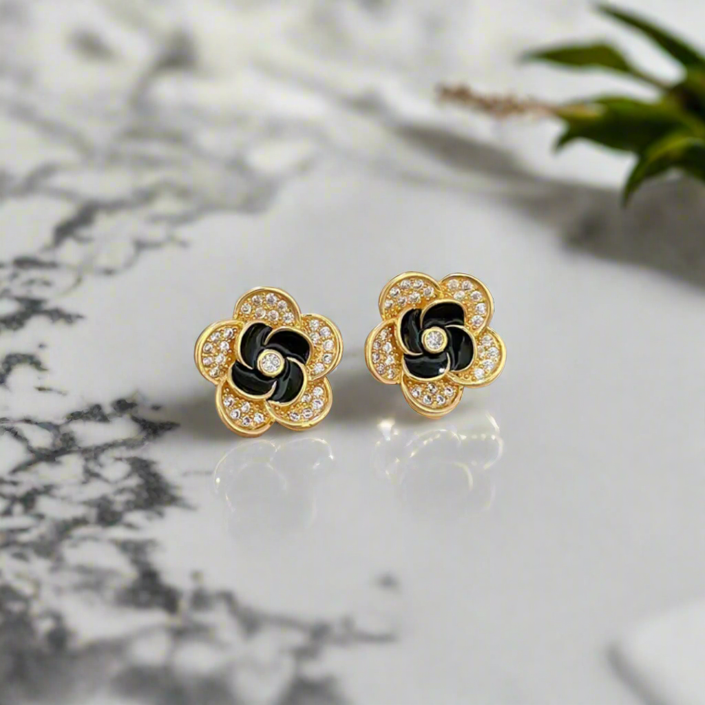 Zwart-Gouden Bloemenset - Intero Sieraden