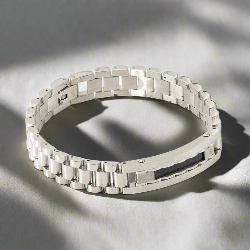 Trendy Zilveren Herenarmband Roestvrij Staal