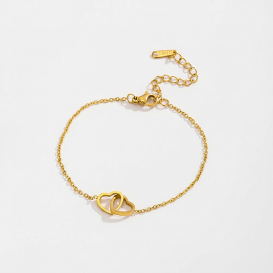 Dubbel Hart Armband | Waterproof Stainless Steel
