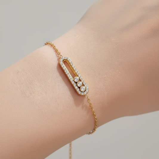 Armband Trio Diamant | Goudkleurig Stainless Steel