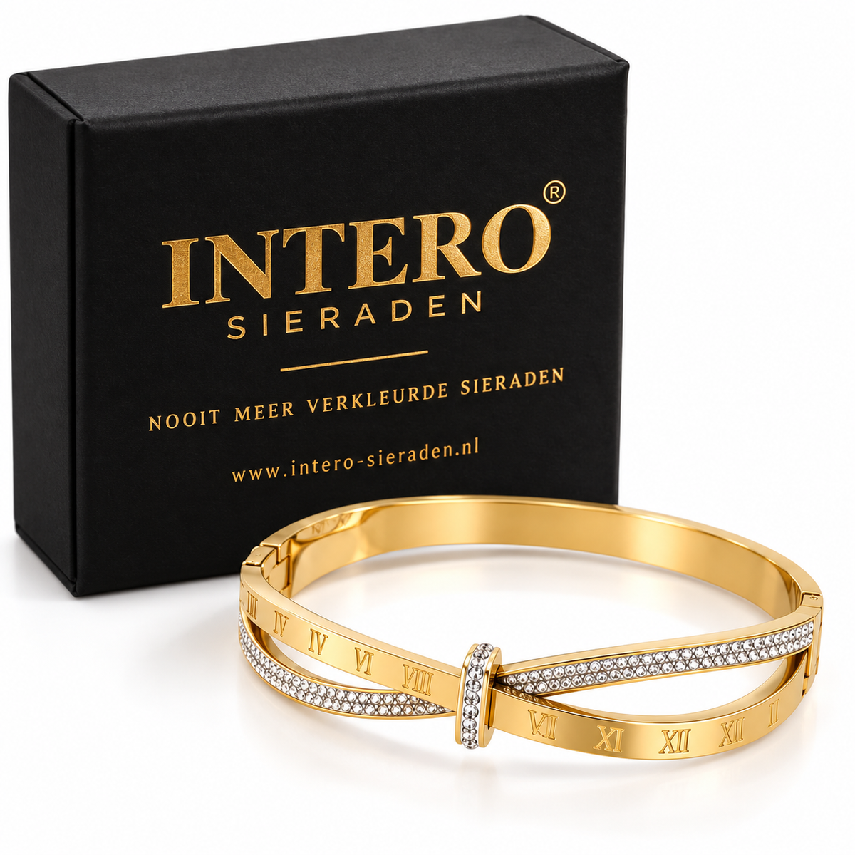 Roma Luxe Bangle – Goud met steentjes | Stainless Steel | Waterproof