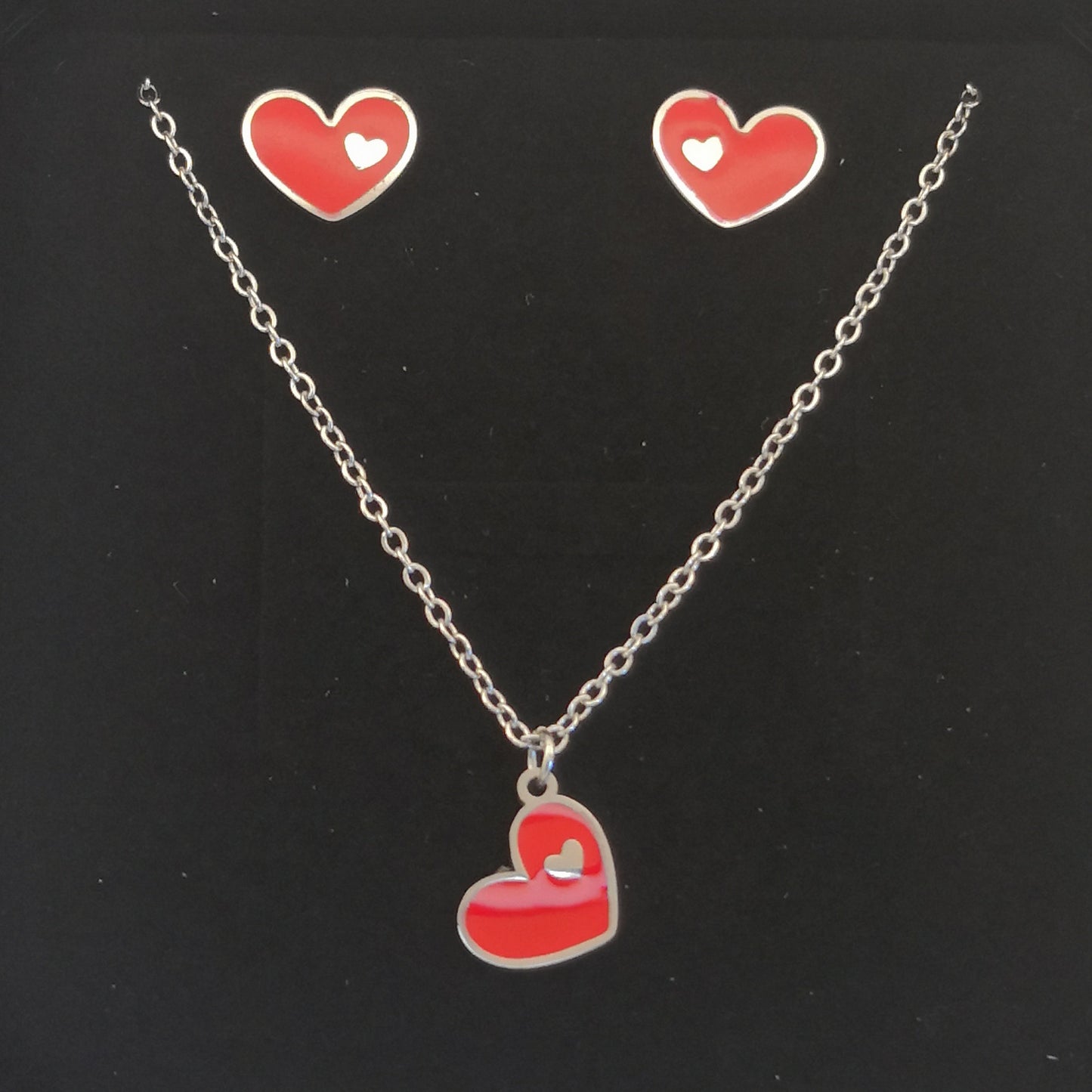 Harten Ketting en Oorbellen Set