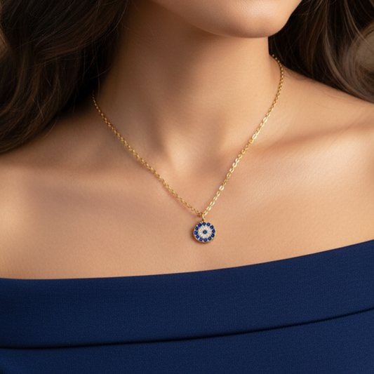 Gouden Evil Eye Ketting - 50cm RVS