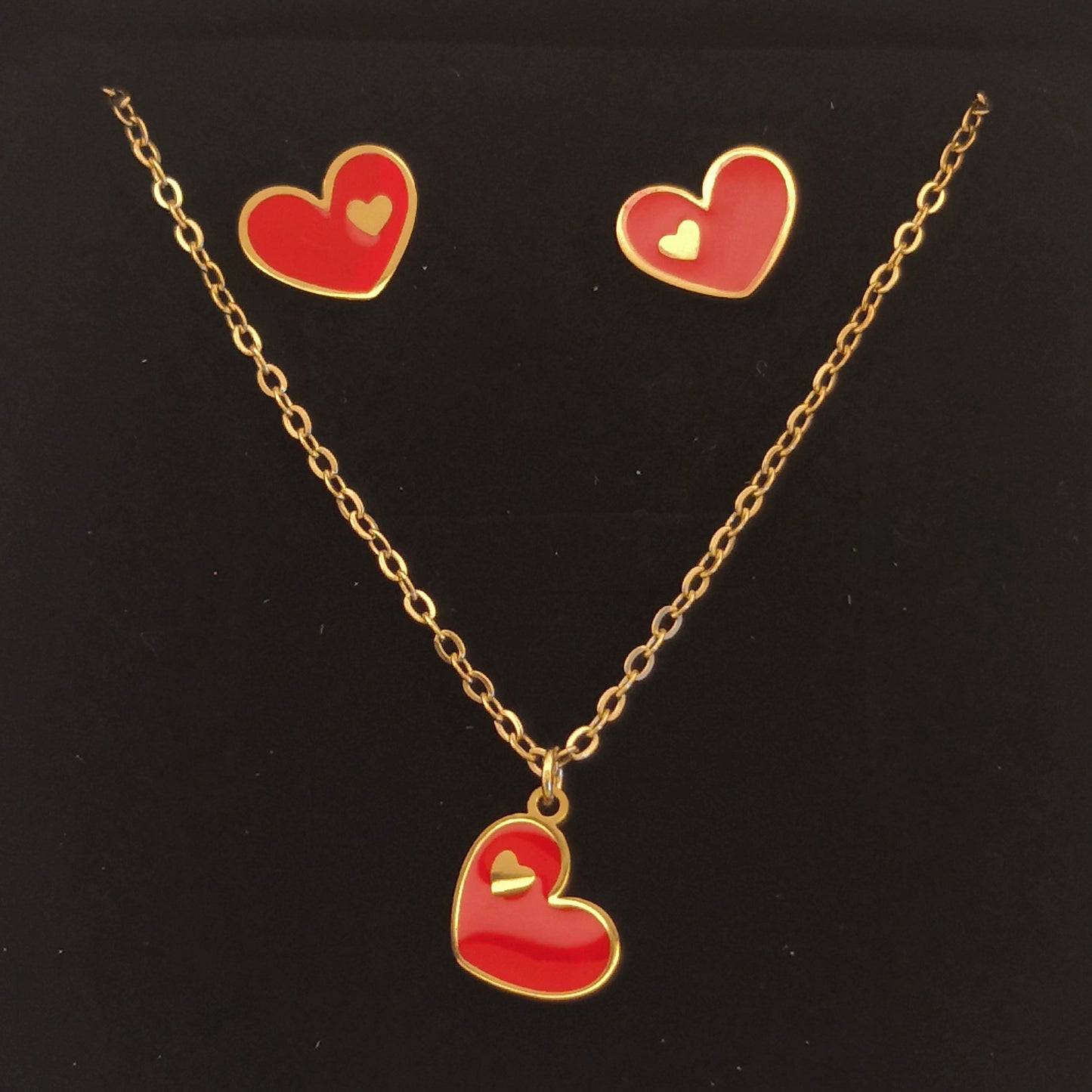 Harten Ketting en Oorbellen Set