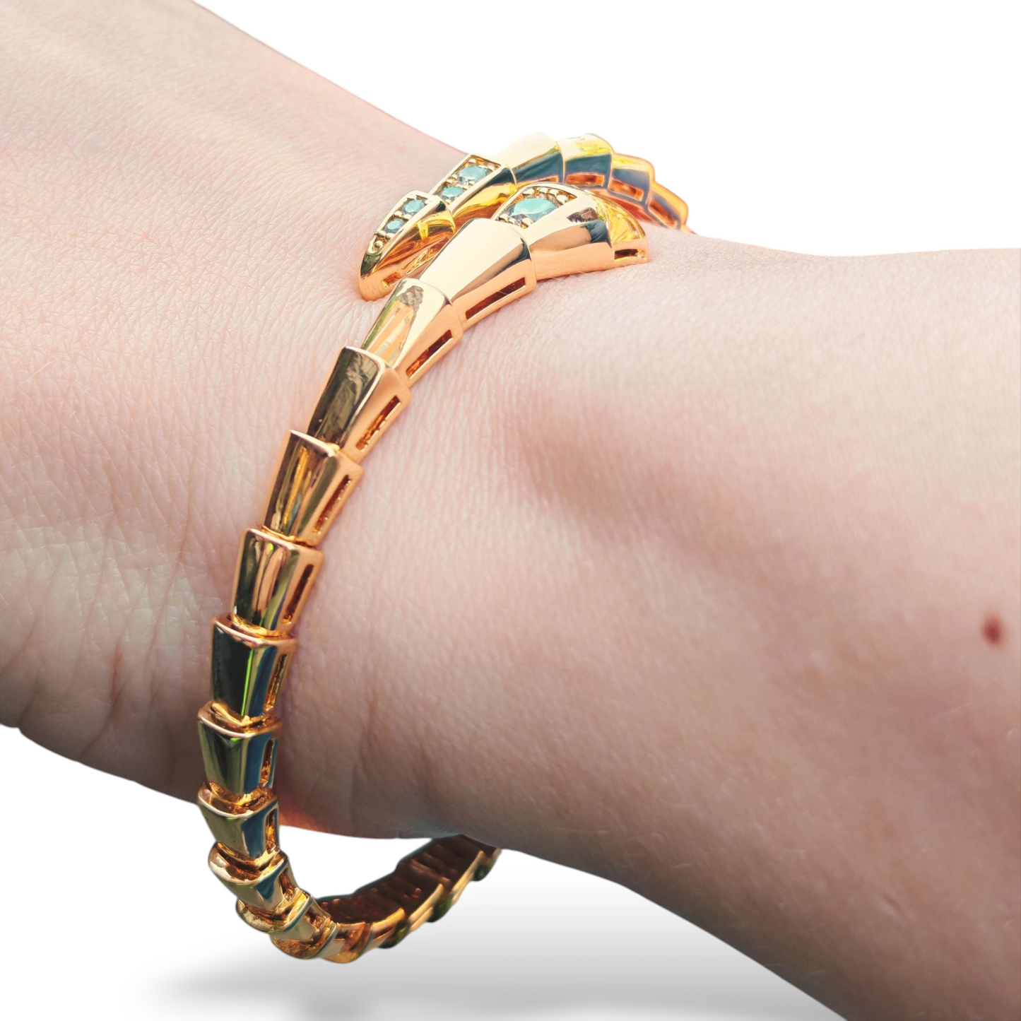 Goudkleurige Slangen Armband & Ring Set – Roestvrij Staal
