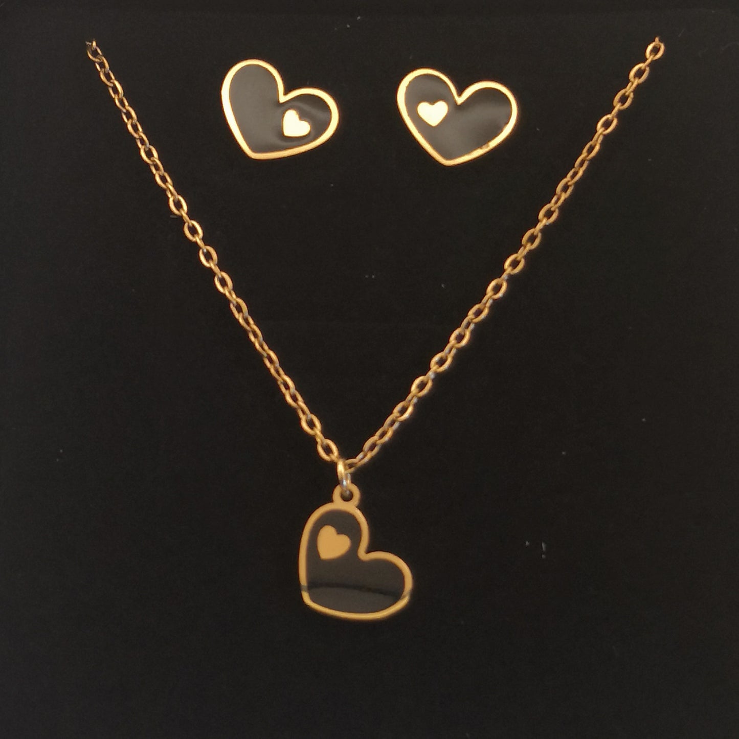 Harten Ketting en Oorbellen Set
