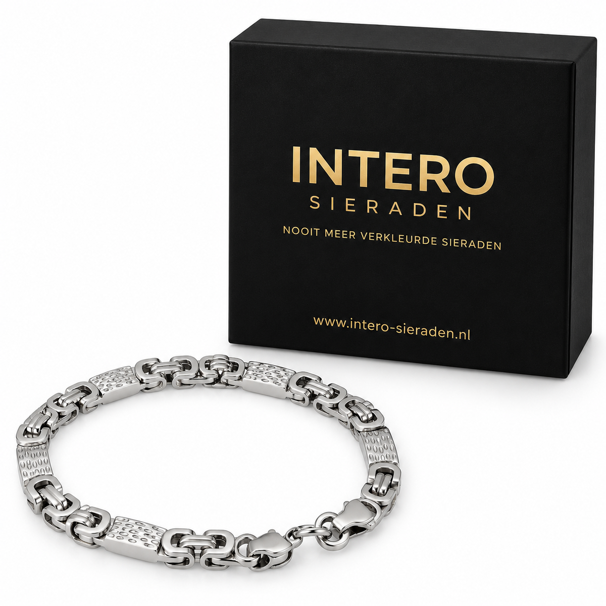Heren Sieradenset – Greek Key Ketting & Armband – Stainless Steel Zilver