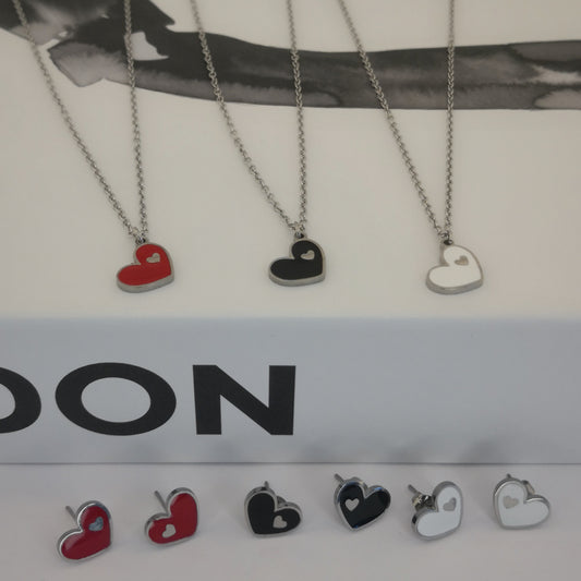 Heart Necklace and Earrings Set