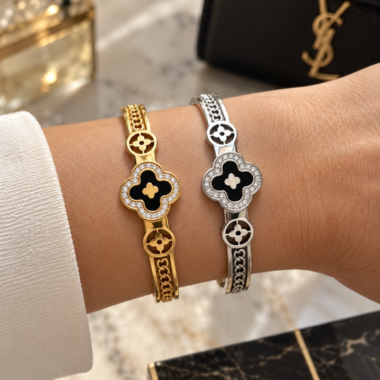 Klaver Bangle Armband Stainless Steel – Goud & Zilver | Intero Sieraden