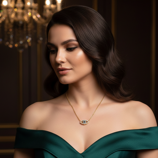 Gouden Evil Eye Ketting Oogvorm - 50cm RVS