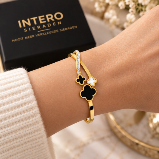 Trio Klaver Armband | 18K Verguld Roestvrij Staal | Waterbestendig