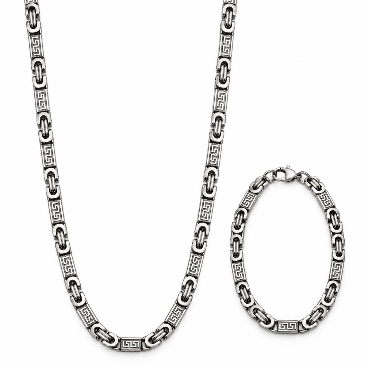 Heren Sieraden Greek Key – Ketting & Armband Zilver of Goud | RVS