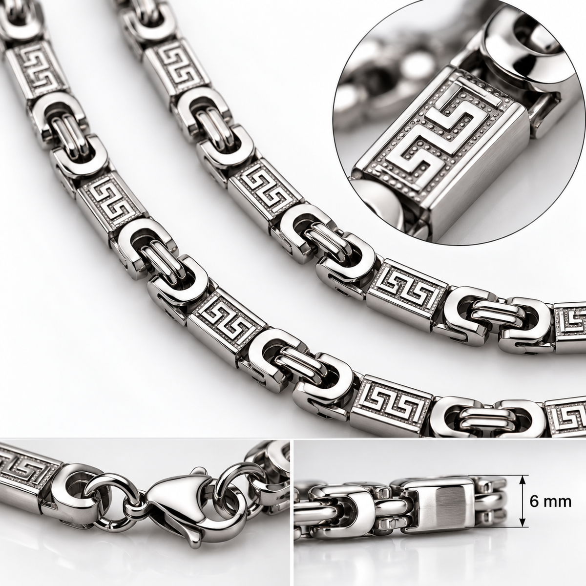 Heren Sieraden Greek Key – Ketting & Armband Zilver of Goud | RVS