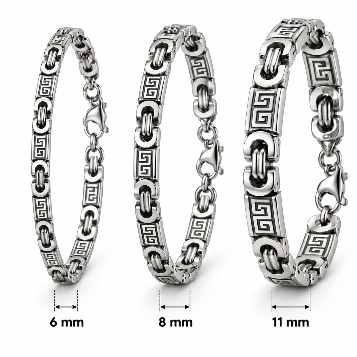 Heren Sieraden Greek Key – Ketting & Armband Zilver of Goud | RVS
