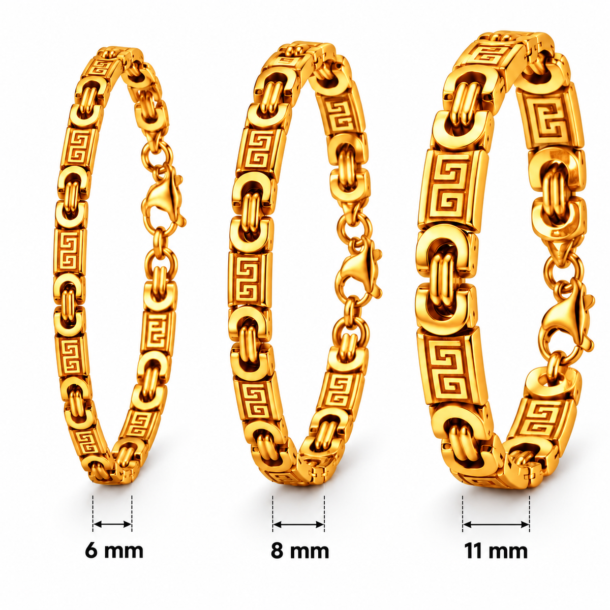 Heren Sieraden Greek Key – Ketting & Armband Zilver of Goud | RVS