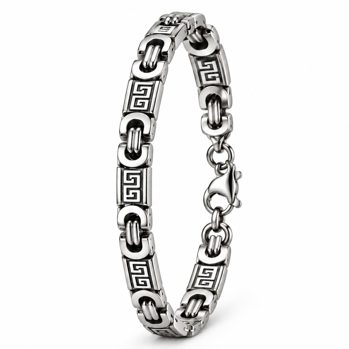 Heren Sieraden Greek Key – Ketting & Armband Zilver of Goud | RVS
