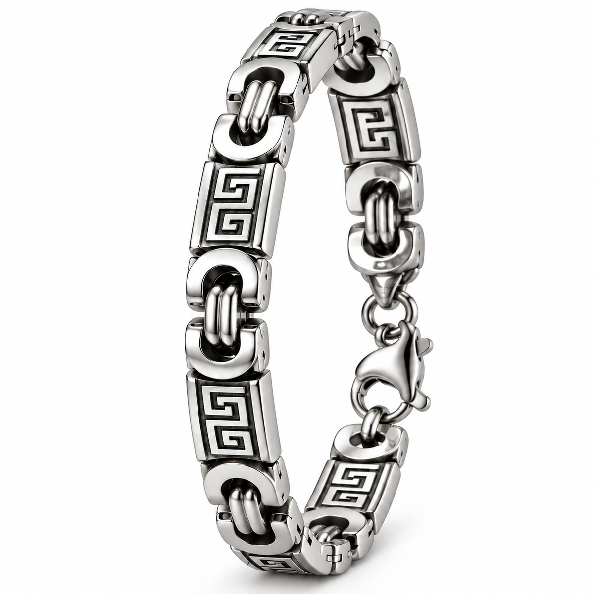 Heren Sieraden Greek Key – Ketting & Armband Zilver of Goud | RVS