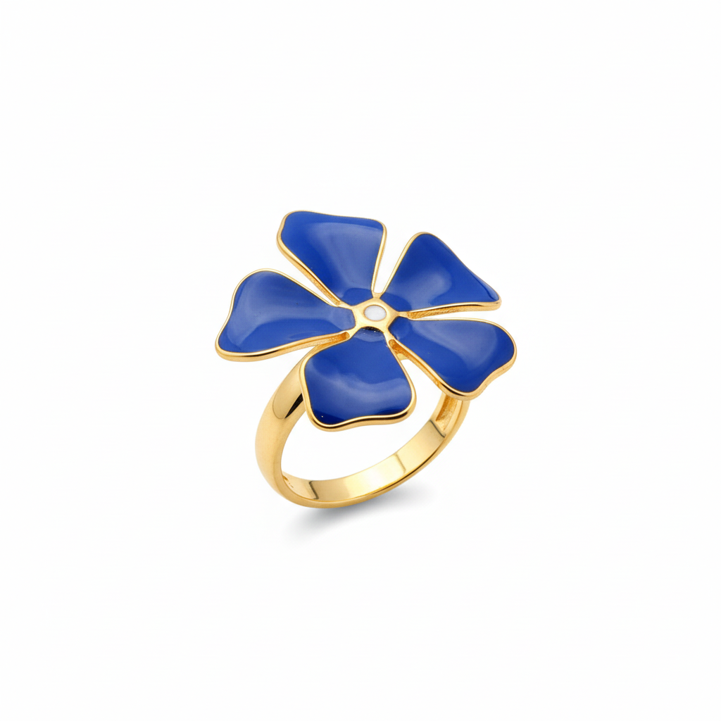 خاتم الوردة الأزرق - خلفية بيضاء