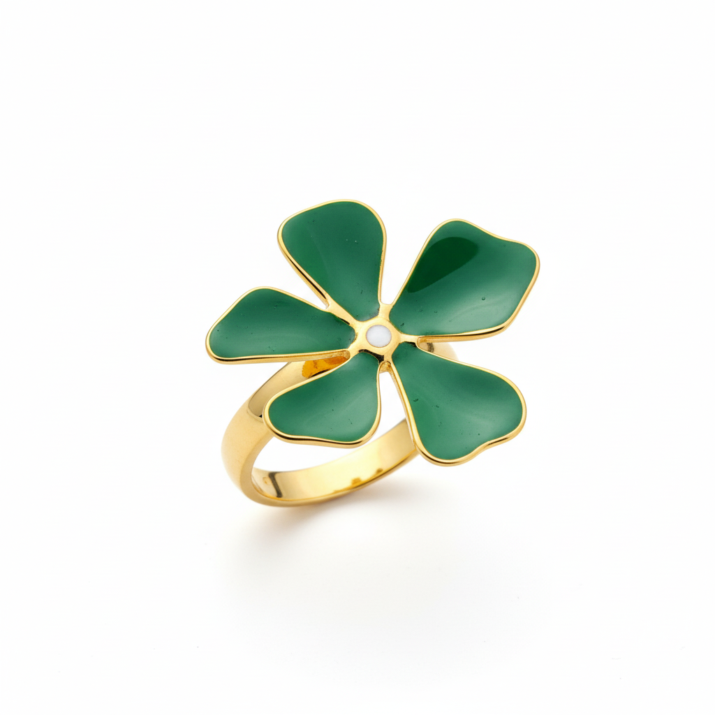 خاتم الوردة الأخضر - خلفية بيضاء