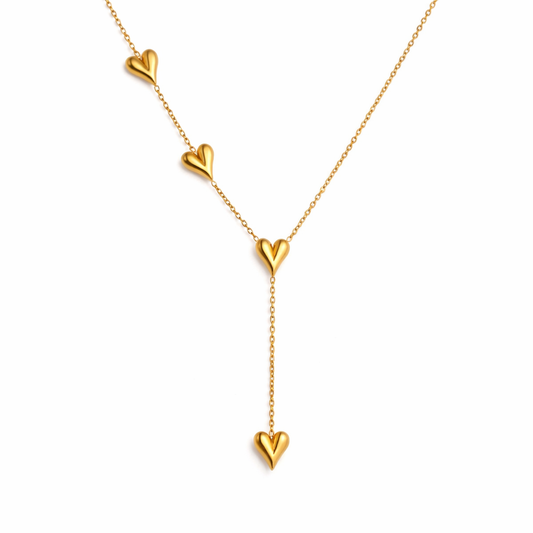 Goudkleurige Hartjes Y-Ketting - RVS Waterdicht - intero Sieraden 