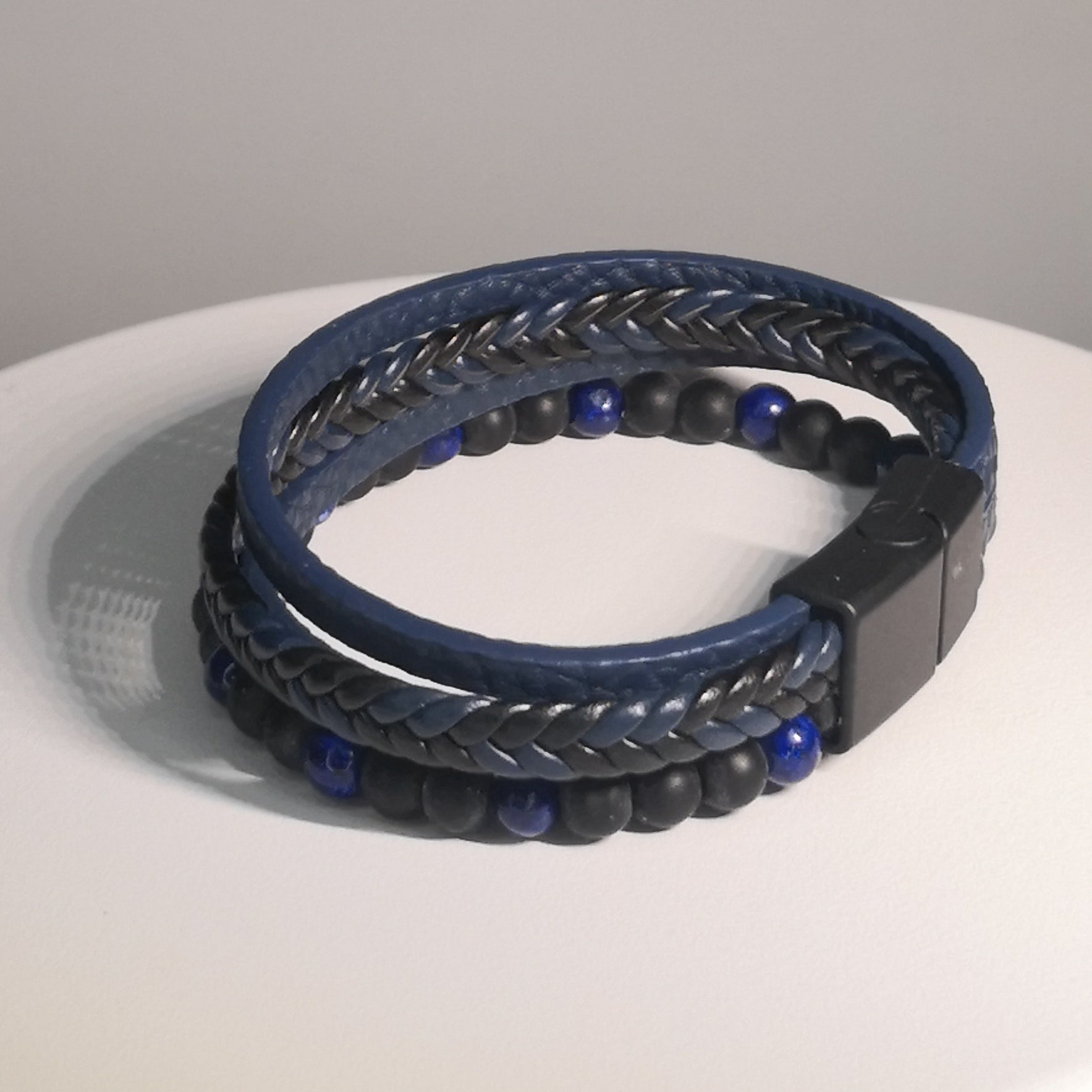 Gelaagde Gevlochten Lederen Armband - Intero Sieraden