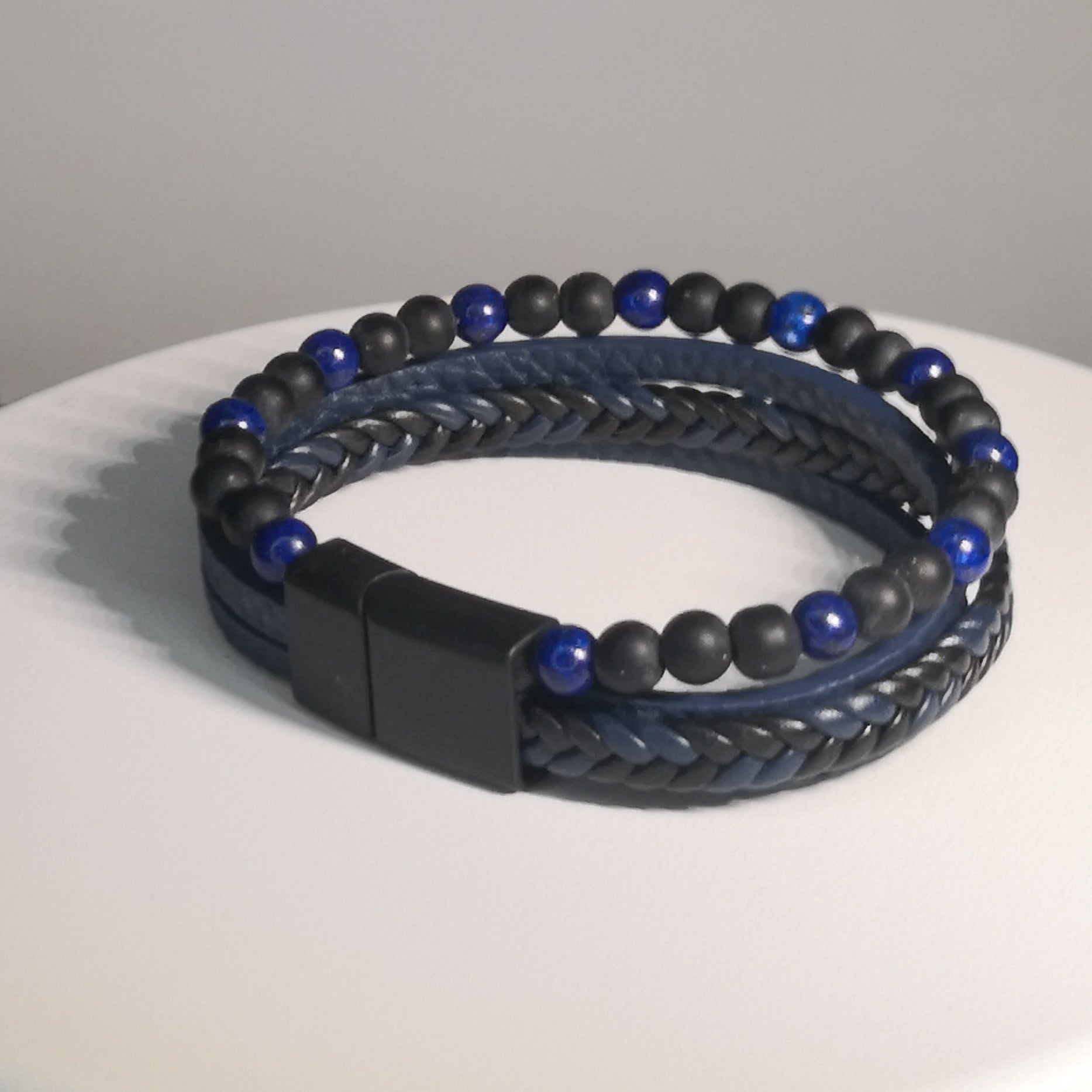 Gelaagde Gevlochten Lederen Armband - Intero Sieraden
