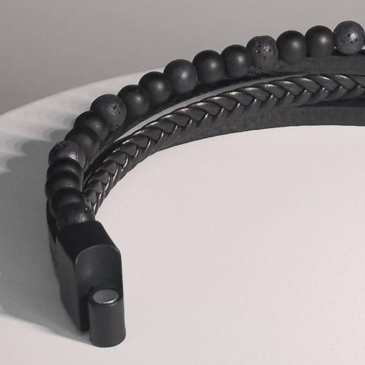 Gelaagde Gevlochten Lederen Armband - Zwart - Intero Sieraden
