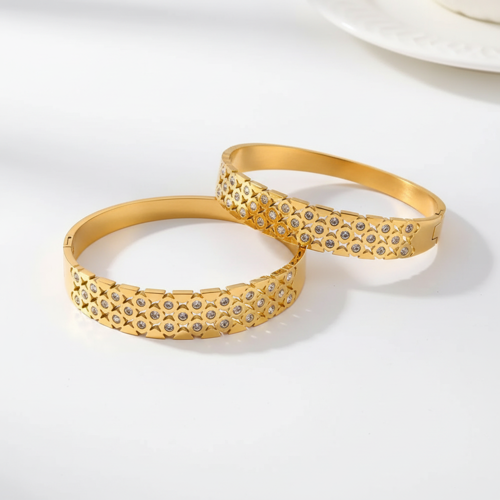 Luxe Goudkleurige Armband met Zirkonia - Stainless steel - intero Sieraden 