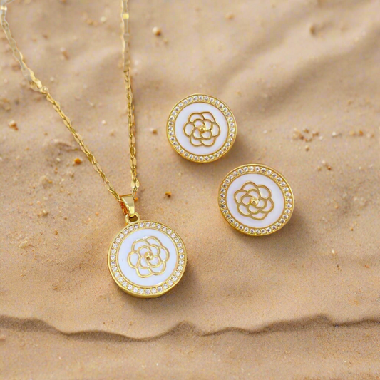 Witte Gouden Bloemenset - Intero Sieraden