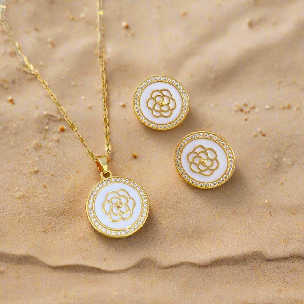 Witte Gouden Bloemenset - Intero Sieraden