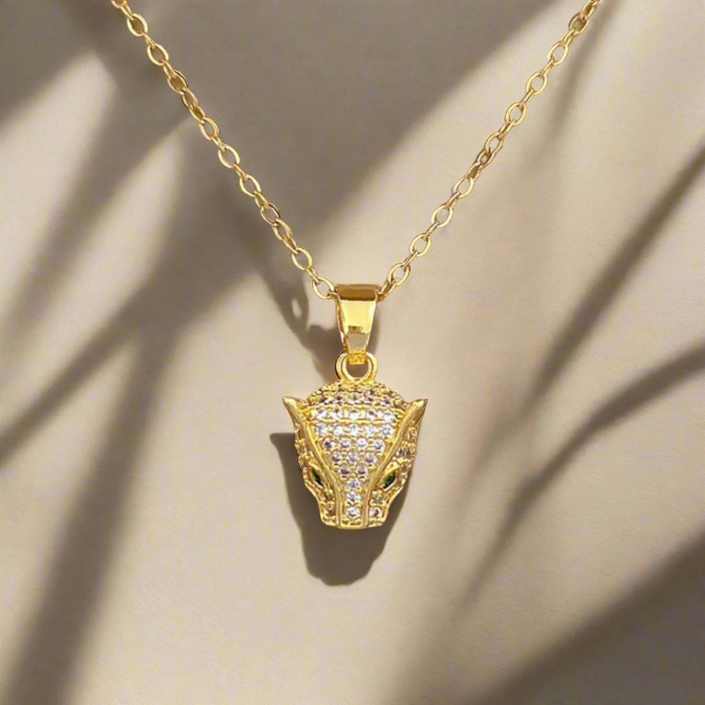 Gouden Panter ketting en oorbellen set - Intero Sieraden