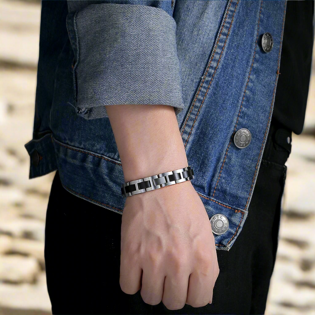 Luxe Zilveren Herenarmband met Hout - Roestvrij Staal