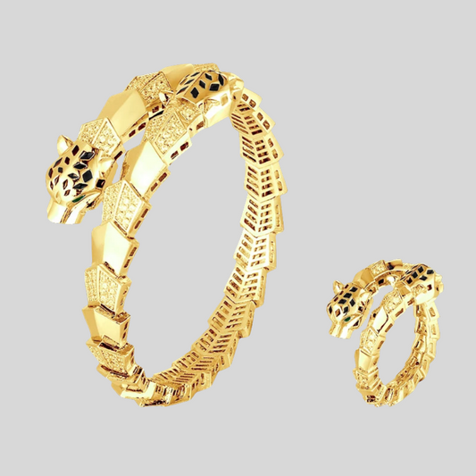 Gouden Luipaard Armband en Ring Set - Intero Sieraden