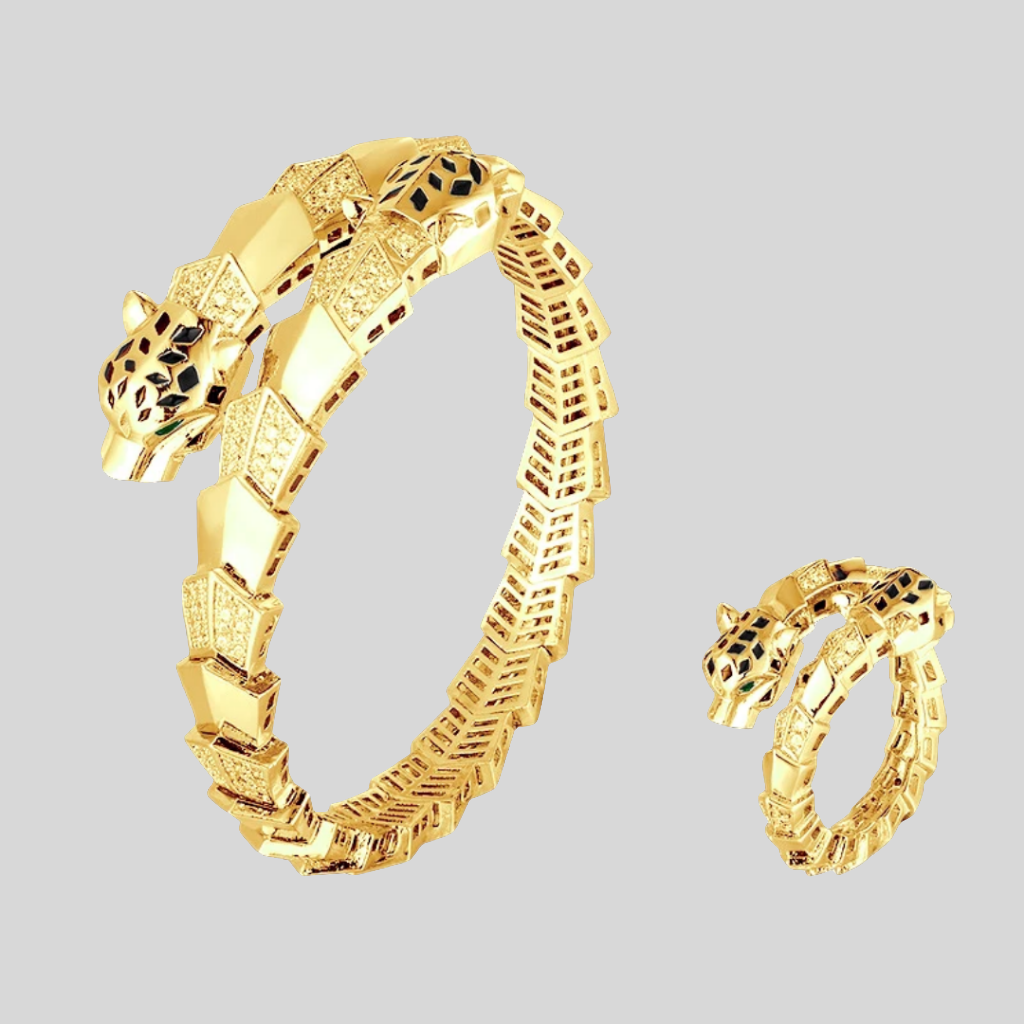 Gouden Luipaard Armband en Ring Set - Intero Sieraden