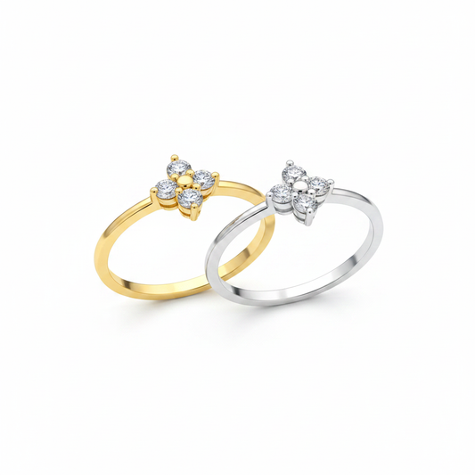 Bloesem Ring Gold & Silver 3D