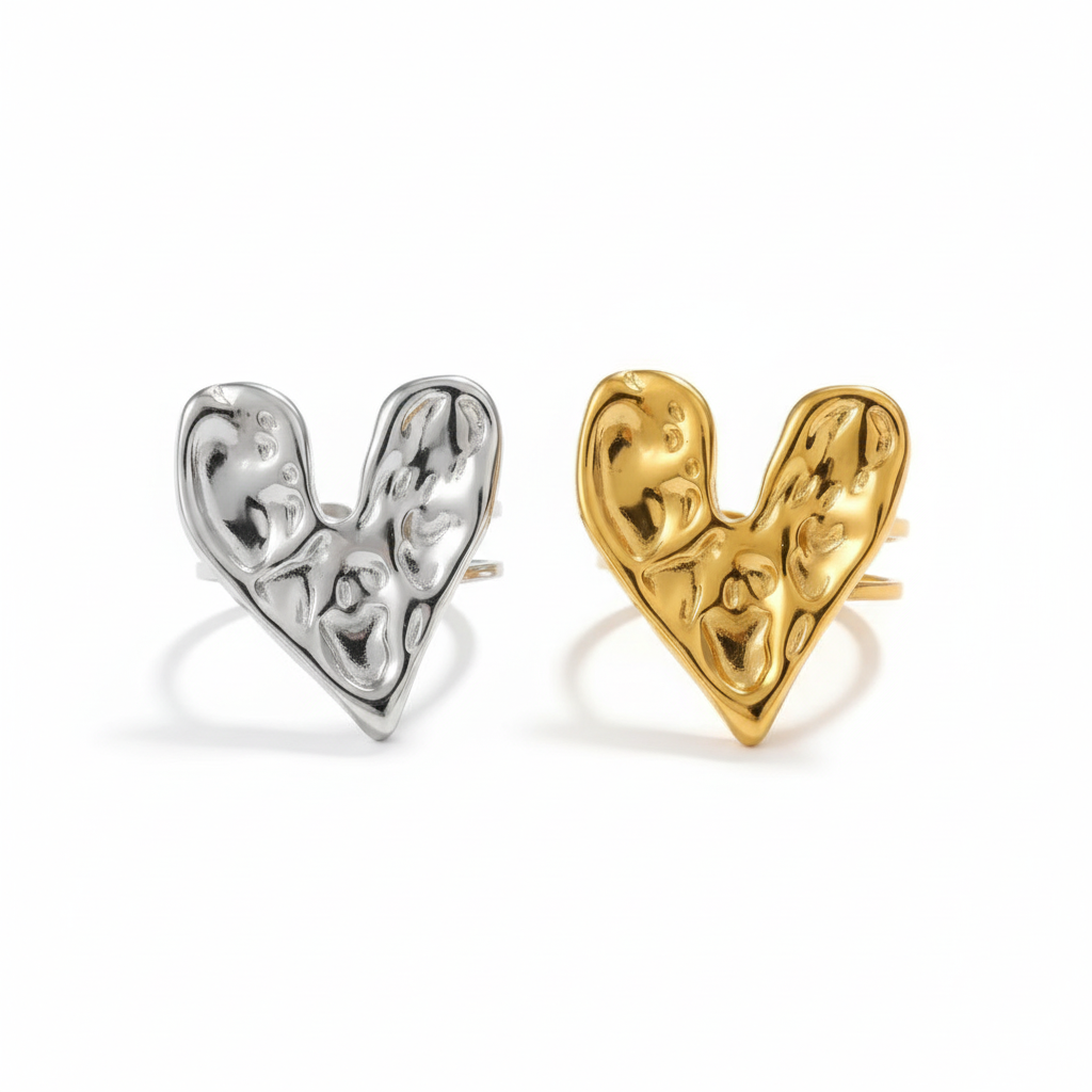 Gold and Silver Heart Rings Together