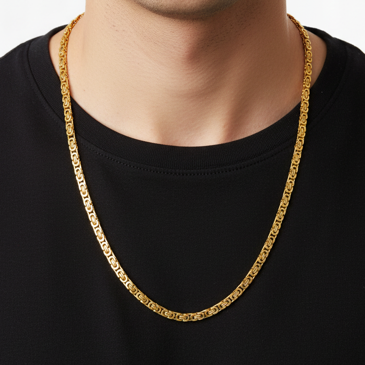 Gold Byzantine Chain 60cm Worn